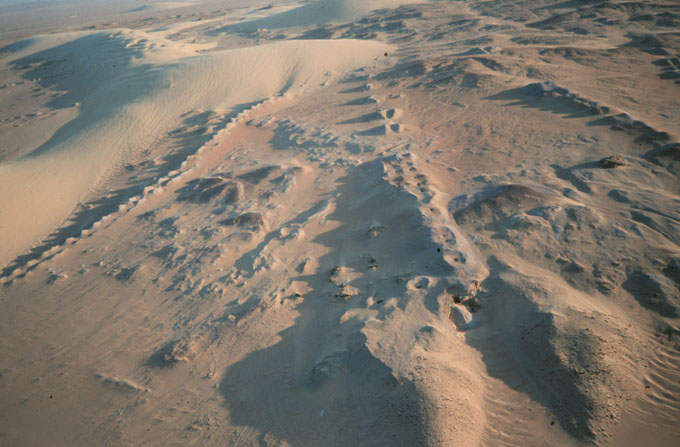 vue aérienne d'un groupe de qanâts